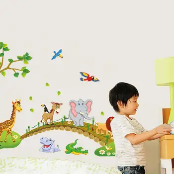 PVC Duvar Sticker Taşınabilir Sevimli Karikatür Hayvan Şekli Dekoratif Yedek Kendinden yapışkanlı Yatak Odası Oturma Odası Çıkartması