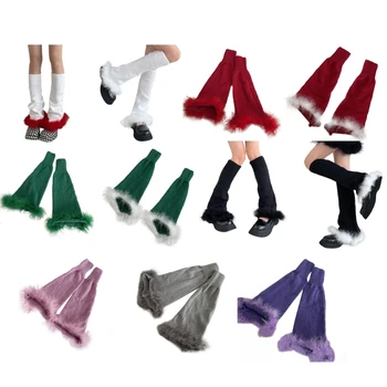 449B Kadın bacak ısıtıcısı Çorap Örgü Uzun bacak ısıtıcısı Sevimli Peluş Kenar Çizmeler Çorap Kadınlar için Kız Cosplay Elbise - up 80s Parti Dans