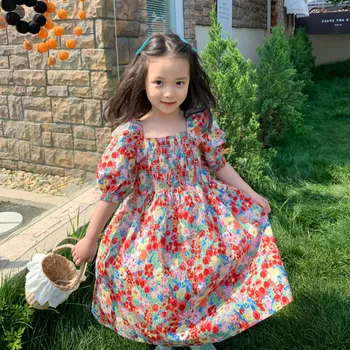 Çocuk giyim yaz çiçek Elbise moda ve tatlı 2-7years eski Beibei eğlence tatil prenses elbiseler yüksek kaliteli giyim