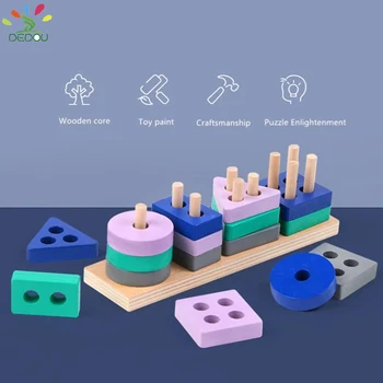 Montessori Oyuncak Ahşap Yapı Taşları Erken Öğrenme Eğitici Oyuncaklar Renk Şekli Maç Çocuklar Bulmaca Oyuncaklar Çocuklar İçin Erkek Kız