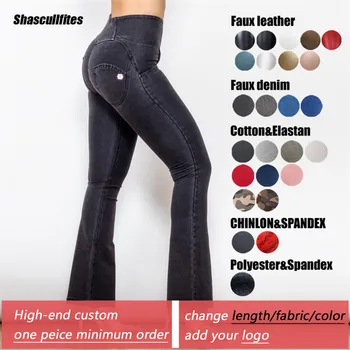 Shascullfites Tailored Tam Boy Flare Jeans Sıkıntılı Siyah kadın Kore Tarzı Çan Alt Denim Jean