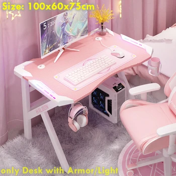 100x60x75cm Pembe K oyun masası ile zırh ışık Bilgisayar Masası Ev Masaüstü Masa Ofis Masası Oyun Masası Kullanışlı Masa Kız Hediye