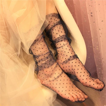 Ilkbahar Yaz Yeni Küçük Nokta Kadın Çorap Harajuku Örgü Kız Çorap İnce Polka Dot Şeffaf Bayanlar Çorap Sevimli Okul Kız Çorap