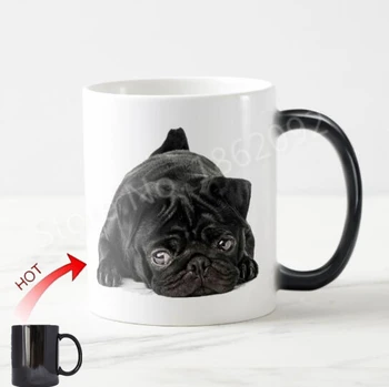 Yeni Komik Pug Köpek Sihirli Kupa Yenilik Pug Köpekler Kahve Kupa çay bardağı Serin Siyah Pug Yavru Köpekler Hayvan Pet Lover Doğum Günü Hediyeleri 11 oz