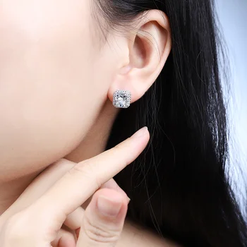 Zhanhao S925 Ayar Gümüş Basit Fantezi Renk Zirkon Simüle elmas düğme küpe Kadınlar İçin