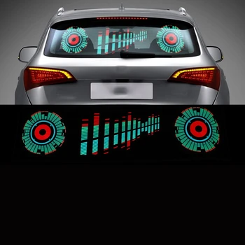 Araç ön camı LED ses aktif Ekolayzır Neon EL ışık müzik ritim Flaş lambası Sticker Styling Kontrol Kutusu ile
