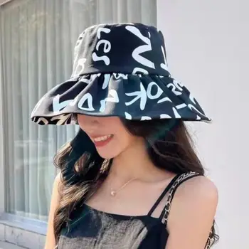 COKK Kova Şapka Kadın Yaz Güneş Koruyucu güneş şapkaları Nefes Moda Harfler Açık Güneş Şapka 2022 Yeni Bob Gorro Kap Kore Katlanabilir