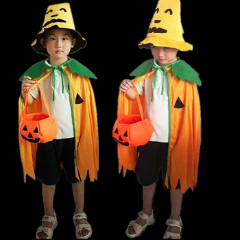 Cadılar bayramı Kabak Pelerin Ebeveyn Çocuk Kostüm Pelerin Cosplay Kostüm Kabak Şapka Lamba Tipi Kabak Çanta Tatil Parti Pelerin Kostümleri