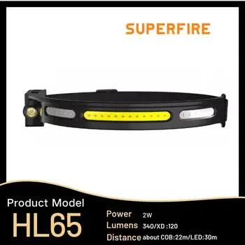 Supfire HL65 Taşınabilir kamp kafa lambası 350 Lümen Şarj Edilebilir 230 derece COB ışın kafa monte LED Far