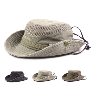 Yaz Açık güneş şapkası Pamuk Örgü Şapka erkek balıkçı şapkası Geniş kenarlı Balıkçı Şapka Anti-Uv Nefes Çabuk kuruyan Şapka
