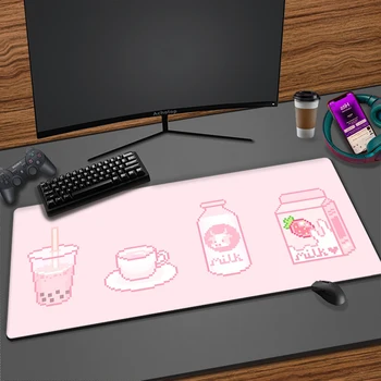 Çilekli Süt oyun aksesuarları Mousepad Bilgisayar Dizüstü Oyun Genişletilmiş Fare Mat Büyük anime fare altlığı kauçuk Masa sümen