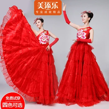 Ispanyol Flamenko Kostüm Dans Elbise Yeni Açılış Dans Elbise Yetişkin Kadın Performans Ulusal Tam etek Giyim Takım Elbise H537