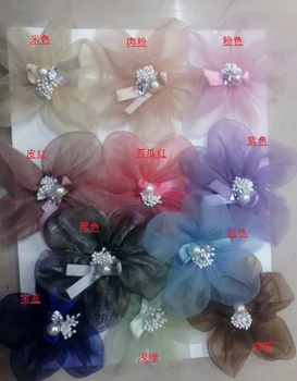 (200 adet/grup) Korsaj şerit çiçek 12cm şeffaf çiçek saç aksesuarı dekorasyon çiçek