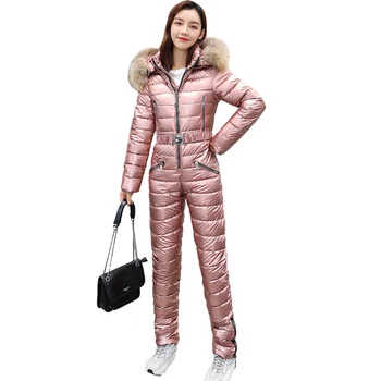 Kış Giyim Kadın 2022 Yeni Moda Aşağı Pamuk Sahte İki Parçalı Setleri Kürk Yaka kapüşonlu ceket Uzun ince pantolon Kalın Sıcaklık Mont