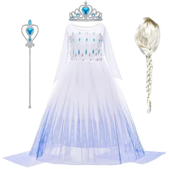 Çocuklar yaz giysileri Küçük Kızlar Prenses Pageant Uzun Kollu Kostüm Çocuk Dondurulmuş 2 süslü elbise Noel Pullu Elbise