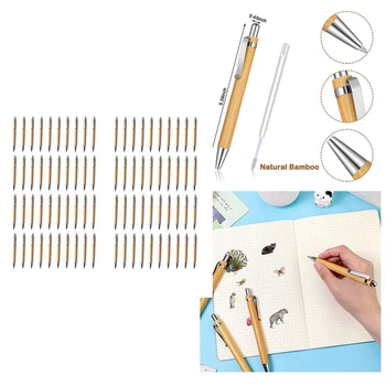 80 Adet Tükenmez Kalem Seti Bambu Tükenmez Kalem Ofis ve Okul Malzemeleri Kalemler ve Yazma Malzemeleri Hediyeler