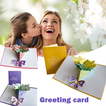 3D Çiçek El Yapımı Pop Up Teşekkür Kartı Şükran Kartları anneler Günü tebrik hediyesi zarflı kartlar Anne için HVR88