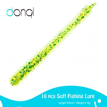DONQL 10 Adet Jig Yumuşak Lures 95mm 0.8 g Silikon Solucan Balıkçılık Lures Balık Kokusu Yapay Swimbait Wobblers Bas Sazan Yemler Mücadele
