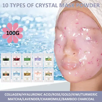 100G Hidro Jöle maske tozu Anti-aging Aydınlatmak Soyulabilir Yüz Maskesi Kristal Çiçek Petal Gül maske tozu Yüz SPA Güzellik