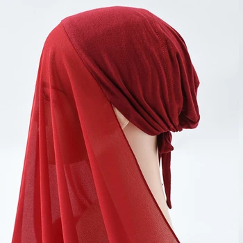 Yeni Müslüman Kadınlar Kaput Halat şal Uygun Elastik Bandajlı Underscarf Kap İslam İç Başörtüsü Kapak Headwrap
