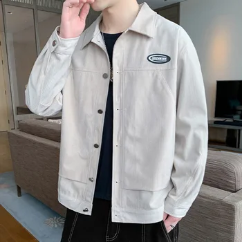 Kadife Ceket erkek İlkbahar ve Sonbahar Gelgit Marka Yeni Hırka Rahat erkek Japon Çizgili Kadife Örgü Ceket Üst Giysi