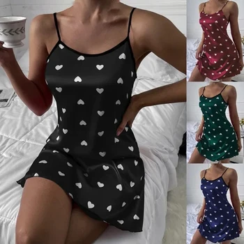 Seksi Gecelikler Kadın Yumuşak Polka Dot Sleepshirts Askı Kısa Etek Sevimli Baskılı Kadın Kıyafeti Pijama Iç Çamaşırı