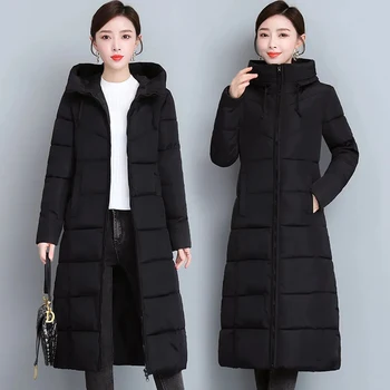 Düz Renk Orta uzunlukta Fermuar Kapüşonlu Ceketler Sonbahar Kış Kalın Sıcak Streetwear Pamuk yastıklı Kadın Kat Moda Gevşek Kat