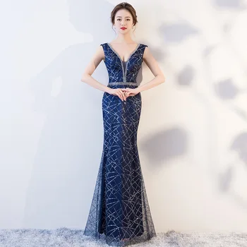 2020 yeni Yaz Moda Abiye Qi Pao Kadınlar Çin düğün elbisesi Qipao Promosyon V Boyun Seksi Cheongsam Çin Uzun elbise