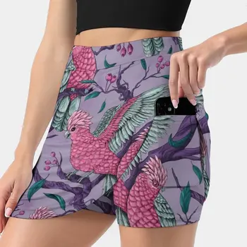 Güzel Pembe Galahs kadın etek Y2K yaz giysileri 2022 Kpop Tarzı Pantolon Etek Cep Avustralya Kuşlar Galah Galahs