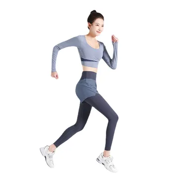 Spor Tayt Kadınlar İçin 2022 Joggings Giysileri spor pantolonları Pantalones de Mujer femme dökün Yoga Egzersiz Tayt Spor Sahte 2 ADET