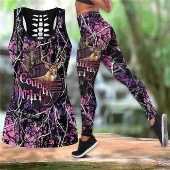 Renkli Spor Setleri Kadınlar için Grafik Tank Top ve Yüksek Bel Tayt Yaz Artı Boyutu Gotik Baskı 2 Parça Giysi Kadın