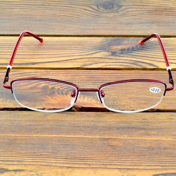 Yarım jant Kırmızı Renk Çerçeve Dikdörtgen Gözlük Kaplama Lensler See Yakın N Uzak Ilerici Çok odaklı okuma gözlüğü + 0.75 İla + 4