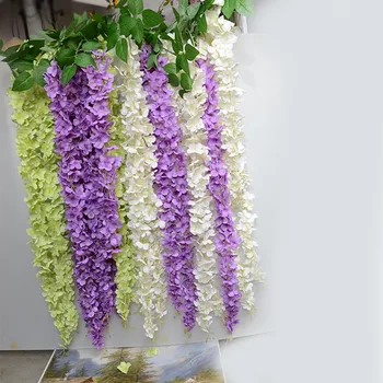 Yapay Ortanca İpek Çiçekler 5.4 Feets Uzun Zarif Wisteria Asma Rattan Düğün ev Noel süslemeleri İçin