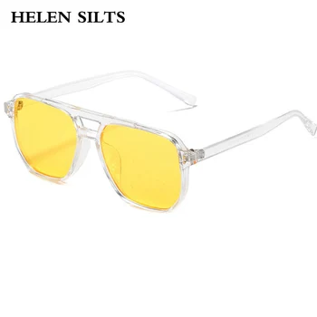 2021 Yeni Perçinler Kare Güneş Gözlüğü kadın Moda Çift kiriş güneş gözlüğü Kadın Okyanus Sarı Renk Gözlük Plaj Gözlük UV400