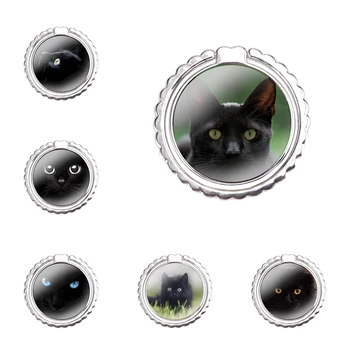 Siyah Kedi Gözü Bakan cep telefonu Halka Tutucu Parmak Yüzük Standı Kickstand Metal tutamak Moda Karikatür Tasarım Yaratıcı