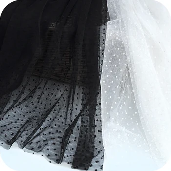 3 metre Beyaz Siyah Yumuşak Örgü Kumaş Akın Puanl Net Kumaş Elbise Tutu Düğün Zemin Konfeksiyon Dantel Kumaş