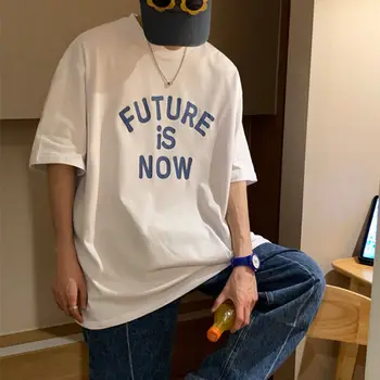 Harajuku Yaratıcı Cümle Kısa Kollu erkek t-shirtü Kentsel Grunge Çift Büyük Boy grafikli tişört Ceket Pamuk Vintage Y2k Üst
