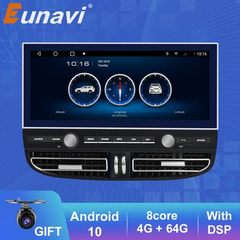 Eunavi 2 Din Android10 Araba Radyo Porsche Cayenne 2010 - 2017 İçin 4G LTE Multimedya Video Oynatıcı GPS Wıfı RDS Stereo Araba Oyun DSP