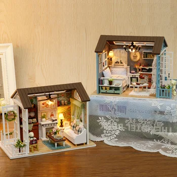 Yeni Varış Bebek Evi DIY Tatlı Veranda Bebek Evi Mobilya Çocuk Yetişkin Minyatür Dollhouse Ahşap Kitleri Oyuncak
