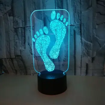 Ayak izi 3D LED Gece Lambası Renkli Dokunmatik uzaktan kumandalı masa Lambası Çocuk Bebek Odası Dekor 3D Uyku Gece Lambası Doğum Günü Tatil Hediyeler