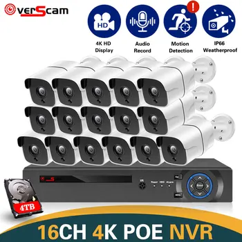 Overscam Ev POE IP Güvenlik Kamera Seti 4K 16CH 8CH POR NVR 8MP Açık Ses CCTV IP Video gözetim kameraları Sistemi Kiti