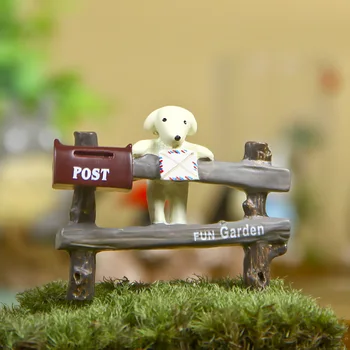 Mini Retro Zarf Köpek Çit Aksiyon Figürleri Sevimli Köpek Masası Süsler Yosun Peri bahçe minyatürleri Kawaii Odası Dekor Aksesuar