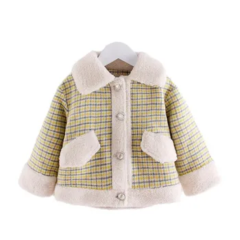 DFXD Toddler Kız Kış Kalın Sıcak Ceket Moda Ekose Hırka Mont Kore Kız Elbise Çocuk Dış Giyim Kıyafet 80-130 cm Kız