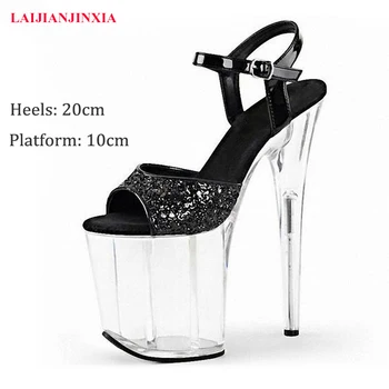 Yeni Stil Bling 20 CM Süper yüksek topuklu ayakkabılar Moda Yüksek Topuklu Platformu Kutup Dans Ayakkabıları Striptizci Topuklu Seksi kadın Sandalet