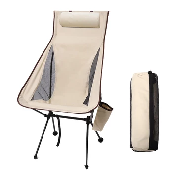 Ultralight Yüksek Geri Katlanır kamp sandalyesi Taşınabilir Yüksek Geri kamp sandalyesi Açık Kamp Plaj Piknik Balıkçılık
