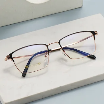 Lüks Marka İş erkek Titanyum Alaşımlı Gözlük Bilgisayar Optik Gözlük Çerçevesi Retro Reçete Miyopi Gözlük Çerçevesi