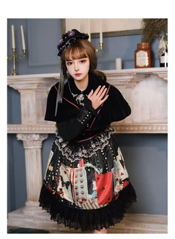 Gotik retro tatlı lolita elbise kare yaka çapraz bandaj dantel baskı viktorya dönemi tarzı elbise kawaii kız gotik lolita op loli cos