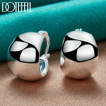 DOTEFFIL 925 Ayar Gümüş Pürüzsüz Yumurta Şekli Hoop Küpe Sevimli Romantik Takı Kadınlar İçin Düğün Parti Hediye Toptan