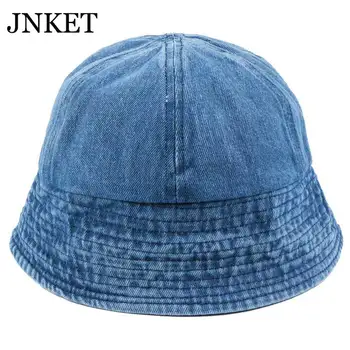 JNKET Yeni Moda Kadınlar Yıkanmış Kumaş Balıkçı Kap Denim Kova Şapka Plaj güneş şapkaları Yaz Şapka Açık Seyahat Şapka Katlanabilir Kap