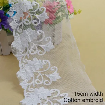 10 metre 15 cm geniş pamuk nakış dantel dikiş şerit gipür trim düğün dekorasyon DİY bebek giysi Aksesuarları dantel#4017